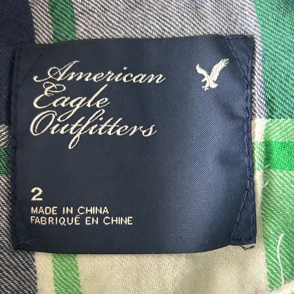 American Eagle 2009 Plaid Flannel Shirt Blue & Green - Picture 4 of 8